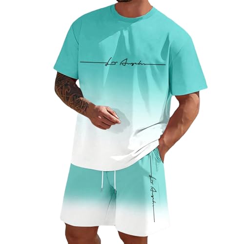 Trainingsanzug Herren Jogginganzug Aufdruck Zweiteiliges Set Freizeit Sportanzug Komfort Lässig 2 Teiliges Kurze Hosen + T Shirt Set Bequeme Freizeitanzug Männer von Generisch