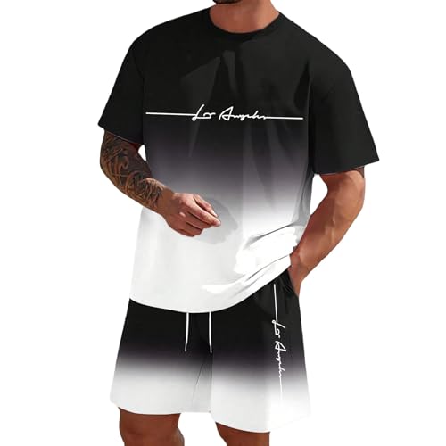 Trainingsanzug Herren Jogginganzug Aufdruck Zweiteiliges Set Freizeit Sportanzug Komfort Lässig 2 Teiliges Kurze Hosen + T Shirt Set Bequeme Freizeitanzug Männer von Generisch