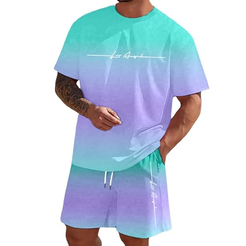 Trainingsanzug Herren Jogginganzug Aufdruck Zweiteiliges Set Freizeit Sportanzug Komfort Lässig 2 Teiliges Kurze Hosen + T Shirt Set Bequeme Freizeitanzug Männer von Generisch