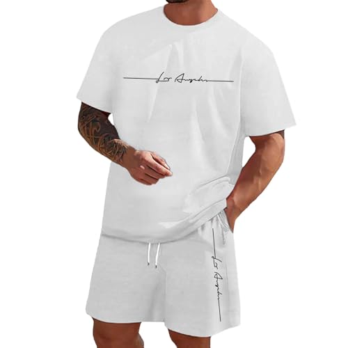 Trainingsanzug Herren Jogginganzug Aufdruck Zweiteiliges Set Freizeit Sportanzug Komfort Lässig 2 Teiliges Kurze Hosen + T Shirt Set Bequeme Freizeitanzug Männer von Generisch