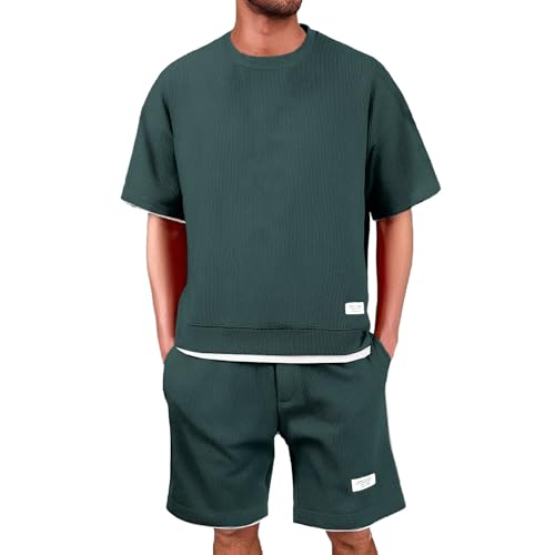 Trainingsanzug Herren Jogginganzug Aufdruck Zweiteiliges Set Freizeit Sportanzug Komfort Lässig 2 Teiliges Kurze Hosen + T Shirt Set Bequeme Freizeitanzug Männer von Generisch