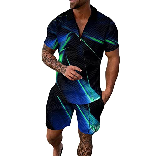 Jogginganzug Herren Sommer,Trainingsanzug Sommers Sportanzug 2 Teiliges Outfit Sport Set Kurzarm Tshirts + Kurze Hose Freizeitanzug Männer Komplett Outfit Herren Elegant Komfortabel und atmungsaktiv von Generisch