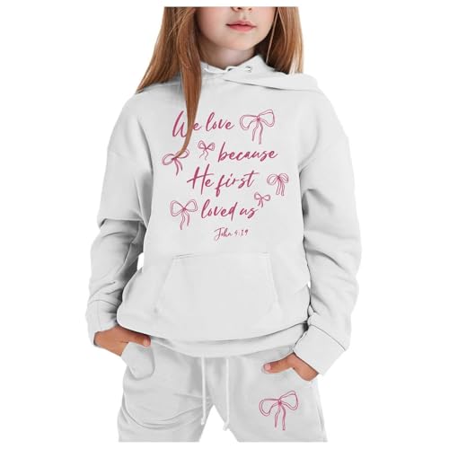 Trainingsanzug Kinder, Jogginganzug Mädchen Kinder 2025 Sportkleidung Mädchen Solide Warme Hoodie + Jogginghose 2 Teiler Outfit Einfarbig Freizeitanzug Tracksuit Klassisch Freizeitanzug 2-13 Jahre von Generisch