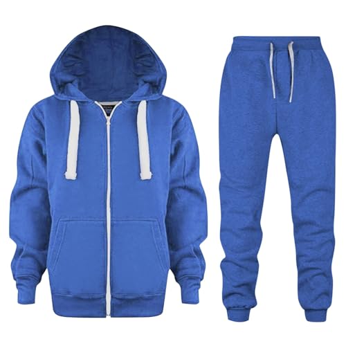 Trainingsanzug Kinder Jungen Mädchen Einfarbig Sportanzug Jogginganzug Reißverschluss Sweatjacke und Joggingshose Outfit Set Sportswear Jogging Anzug 2tlg Sportkleidung Kinderkleidung 104 Himmelblau von Generisch