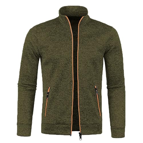 Trainingsjacke Herren Freizeit, Zip Hoodie Herren Mit Reißverschluss Taschen Langarmshirt Einfarbig Laufjacke Langarm Outdoorjacke Kuschelig Stretch Sportjacke Zipper Sweatjacke Strickjacken von Generisch