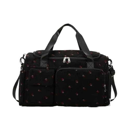 Trainingstasche mit großem Fassungsvermögen, Sporttasche, 48 x 24 x 27 cm, integriertes Schuhfach, tragbarer Trainings-Organizer, Reise-Fitness-Zubehör, für Damen und Mädchen, Schwarz , Refer to von Generisch