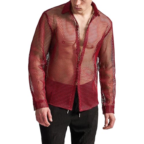 Transparent Herren Shirts Muskel Netzshirt Nachtclub Party Rave Shirt Tops Disco Fasching Kleidung 70Er Jahre Hippie Durchsichtige Herrenhemden Langarm Button Dwon Netzhemd Transparent Herren Shirts Muskel Netzshirt Nachtclub Party Rave Shirt Tops Disco Fasching Kleidung 70Er Jahre Hippie Durchsichtige Herrenhemden Langarm Button Dwon Netzhemd von Generisch