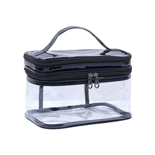 Transparent Kosmetiktasche, Kulturbeutel Doppelschichtige, Wasserdicht Reise Makeup Tasche Durchsichtiger Waschbeutel für Männer und Frauen (Schwarz) von Generisch