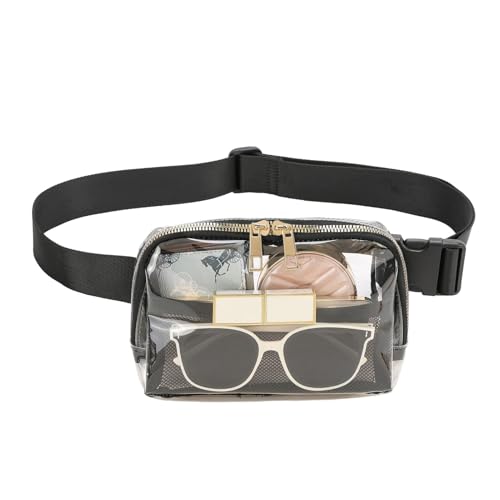 Transparente Bauchtasche für Damen – wasserdichte transparente Sportgürteltasche | Outdoor-Gürteltasche verstellbare Lauf-Brusttasche für Damen und Herren, Schwarz , Refer to description, Unisex von Generisch