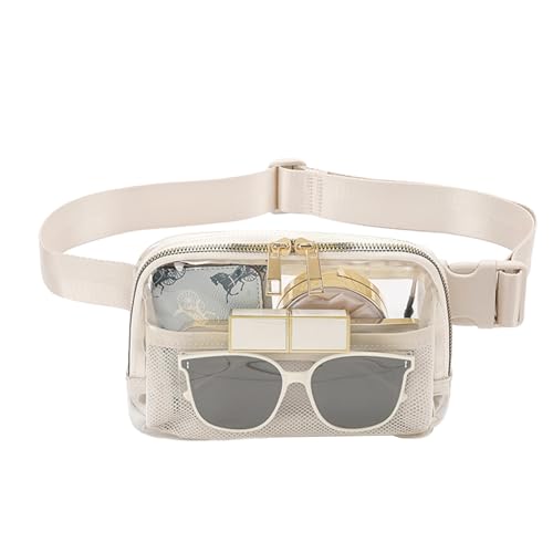 Transparente Bauchtasche für Damen – wasserdichte transparente Sportgürteltasche | Outdoor-Gürteltasche verstellbare Lauf-Brusttasche für Damen und Herren, beige, Refer to description, Unisex von Generisch