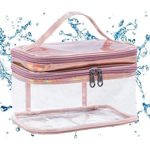 Transparente Kosmetiktasche – doppellagige Make-up-Tasche | Klare Kulturbeutel, transparenter Make-upbeutel, Kosmetiktaschen für Make-up, wasserdichte Make-up-Tasche, Organizer, powder, von Generisch