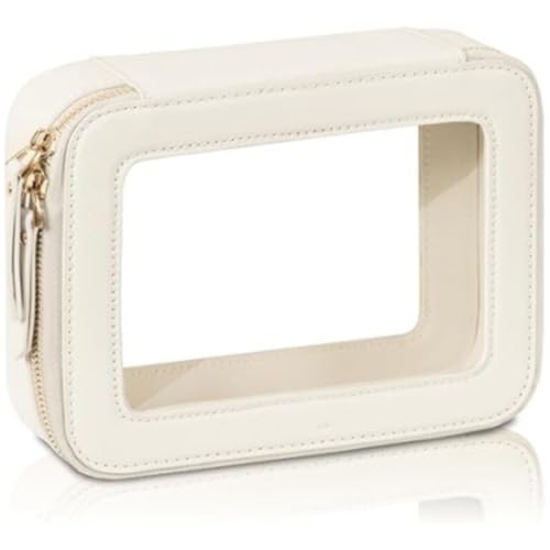 Transparente Make-up-Tasche, Kosmetik-Organizer, Reise-Kulturbeutel, Hautpflege-Tasche mit goldenem Reißverschluss, Premium-PU-Leder, geräumig, stilvoll, vielseitig, einfache Organisation von Generisch