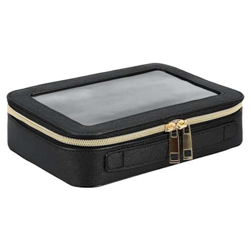 Transparente Make-up-Tasche, tragbare Make-up-Tasche, transparente Make-up-Tasche, wasserdichte Reise-Make-up-Kosmetiktasche mit Reißverschluss für Damen, Schwarz , Refer to description, Unisex von Generisch