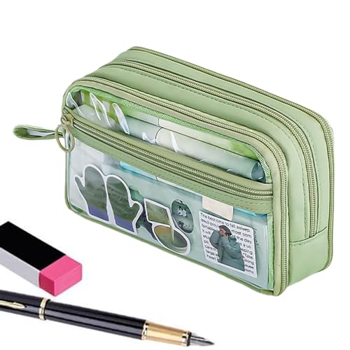 Transparente Make-up-Tasche – großes Fassungsvermögen, transparentes Federmäppchen, reisefreundliche Reißverschlusstasche für Kosmetik, Toilettenartikel, Stifte, Pinsel, Beauty-Accessoires von Generisch