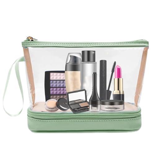 Transparente Make-up-Tasche mit Reißverschluss – transparente doppellagige Tasche mit Reißverschluss, Kulturbeutel, Make-up-Tasche, Kosmetiktasche, wasserdichter Make-up-Aufbewahrungs-Organizer für von Generisch