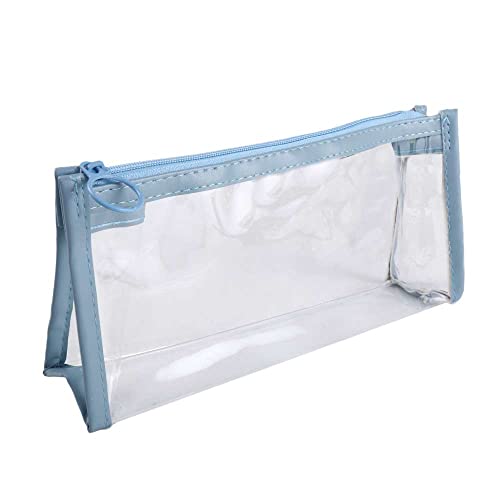 Transparente PVC-Kosmetiktasche, transparentes Federmäppchen, Kosmetiktasche, Schreibwaren-Organizer, großes Fassungsvermögen, Stiftebeutel mit Reißverschluss, blau, Transparent von Generisch