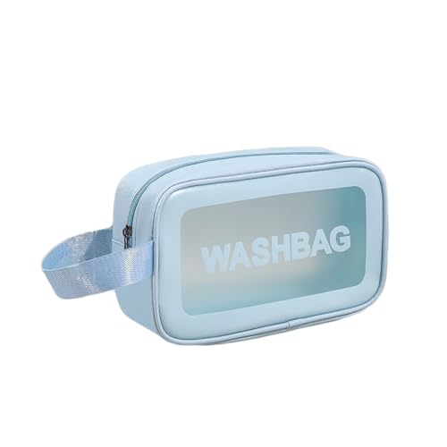 Transparente Reisebeutel Kulturbeutel, Nass Trocken Trennung PVC Make up Kosmetiktasche, große verdickte wasserdichte Kulturtasche mit Griffen und Reißverschlüssen für Mädchen und Herren(Skyblue,1 lay Transparente Reisebeutel Kulturbeutel, Nass Trocken Trennung PVC Make up Kosmetiktasche, große verdickte wasserdichte Kulturtasche mit Griffen und Reißverschlüssen für Mädchen und Herren(Skyblue,1 lay von Generisch