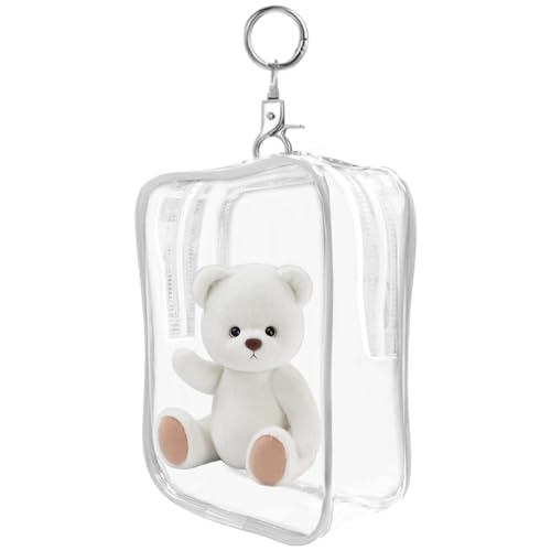 Transparente Schlüsselanhänger-Tasche | quadratische kleine Puppen-Tragetasche – kleine Puppen-Aufbewahrungstasche, transparenter Aufbewahrungs-Organizer mit Schlüsselanhänger für Puppen, Kosmetik, von Generisch