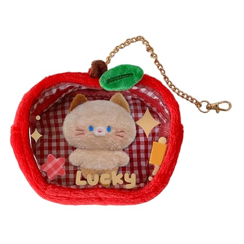 Transparente Tasche mit Schlüsselanhänger, tragbare kleine Puppen-Aufbewahrungsbox, 3D-Cartoon-Design, Zubehör, Stern-Element-Abdeckung für Tasche, Schmuck, Herren und Kinder, apfelgrün, Refer to von Generisch