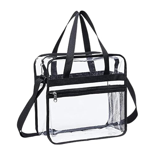 Transparente Tragetasche, Transparente Messenger-Tasche - Schultertasche, Reise-Kulturbeutel, Umhängetasche,Aufbewahrungstasche mit verstellbarem Riemen für Arbeit, Reisen, Schule, und Einkaufe von Generisch