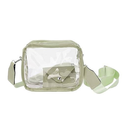 Transparente Umhängetasche, Handtasche, Stadion-zugelassen, veganes Leder, Konzerttasche für Damen und Herren, grün, Einheitsgröße Transparente Umhängetasche, Handtasche, Stadion-zugelassen, veganes Leder, Konzerttasche für Damen und Herren, grün, Einheitsgröße von Generisch