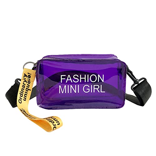 Transparente kleine Umhängetasche für Damen, modisch, Sommer, eine Schultertasche, Kuriertasche für Teenager, PVC, süße Tasche, Schultasche, Kuriertasche für Teenager, violett, Einheitsgröße Transparente kleine Umhängetasche für Damen, modisch, Sommer, eine Schultertasche, Kuriertasche für Teenager, PVC, süße Tasche, Schultasche, Kuriertasche für Teenager, violett, Einheitsgröße von Generisch