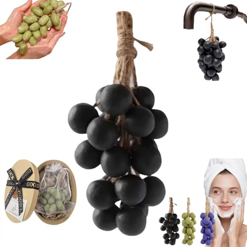 Traubenseife am Seil, handgefertigte Traubenförmige Seifen, Gesicht & Körper Bad Trauben Bündel Seifen, Dekorative Seifenstäbe, Hängend für Küche oder Badezimmer, Einzigartiges Geschenk für Frauen von Generisch