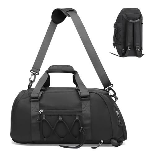 Travel Duffle Bag, Wasserdichter Turnbeutel mit Schuh- und Fußballfach, 32L Handgepäcktasche für Sport und Fitness, Schwarz von Generisch