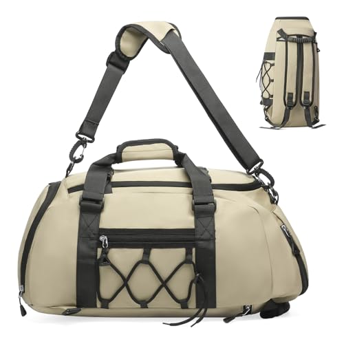 Travel Duffle Bag, Wasserdichter Turnbeutel mit Schuh- und Fußballfach, 32L Handgepäcktasche für Sport und Fitness, khaki Travel Duffle Bag, Wasserdichter Turnbeutel mit Schuh- und Fußballfach, 32L Handgepäcktasche für Sport und Fitness, khaki von Generisch
