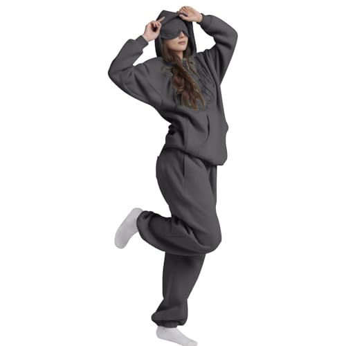Travel Hoodie Damen Oversize Pullover Mit Augenmaske Sweatshirt Kapuzenpullover Im Flugmodus, Pulli Sweatjacke Sport Oberteile Mit Tasche Tops Jogger Trainingsanzug Set Sweatshirt Jogginghose Mode von Generisch
