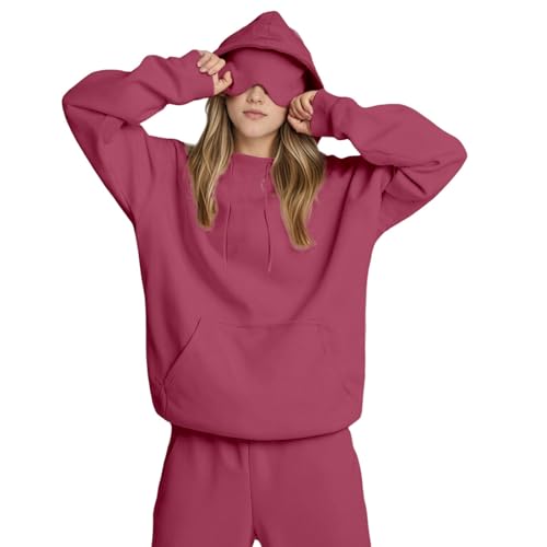 Travel Hoodie Damen Ziegelrot Mit Schlafmaske Kapuzenpullover Integrierter Augenmaske Kapuzenpulli Teenager Mädchen Pullover Flugzeug Sweatshirt Reise Sweatjacke Damen Mit Kapuze Große Größen von Generisch