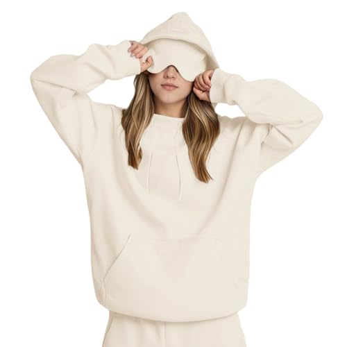 Travel Hoodie Kapuzenpullover mit integrierter Augenmaske Unisex Bequemer Flugzeugmodus, Reise-Kapuzenpullover Hoodie Herren Damen Oversize Pullover für Erwachsene Männer Frauen von Generisch
