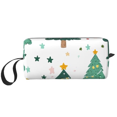 Tree Star Make-up-Tasche, wasserabweisend, Reise-Kulturbeutel, Organizer für Damen und Herren, Weihnachts-Kosmetik-Aufbewahrungstasche mit Reißverschluss, tragbare kleine Werkzeugtasche von Generisch