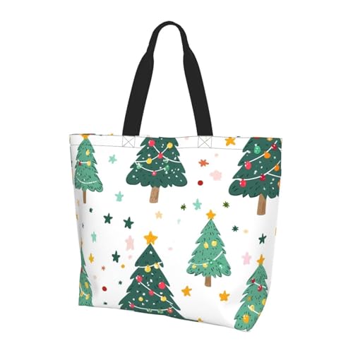 Tree Star Tote Bag Damen Schulterhandtaschen Weihnachten Einkaufstaschen Wasserabweisend Große Handtasche mit Innentasche für Arbeit Reise Schule von Generisch