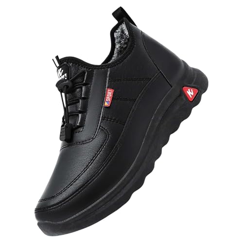 Trekkingschuhe Damen Winter Fleece Gefüttert Stiefeletten Bequem Breite Füße Orthopädische Schnürstiefel Freizeit Wasserdicht rutschfest Reitstiefel Mode Gefüttert Stiefel von Generisch