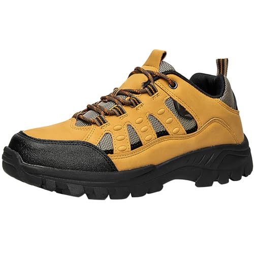 Trekkingschuhe Herren Wasserdicht Leder - Orthopädische Schuhe Herren Extra Weit Und Weiche Sohle Bequem Wanderschuhe rutschfest Bergschuhe Abriebfest Kletterschuhe Leicht Barfußschuhe von Generisch