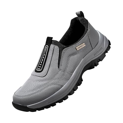 Trekkingschuhe Herren Wasserdicht Leicht,Freizeitschuhe Herren Sportlich Leder Wanderschuhe Atmungsaktiv Laufschuhe Rutschfeste Arbeitsschuhe Leichtgewichts Flache Schuhe Bequeme Schlupfschuhe von Generisch
