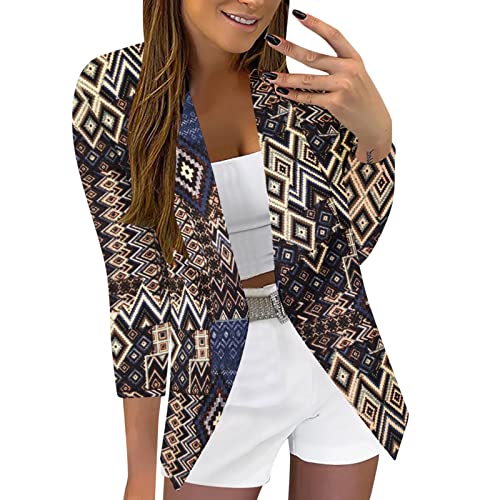 Trenchcoat Damen, Italienische Mode Leicht Dünne Longblazer Sommerblazer Große Größen Slim Fit mit Tasche Offen Vorne Blazer Jacke Blazer Schulterpolster Sportlich Sommer Elegant Anzugjacke Trenchcoat von Generisch