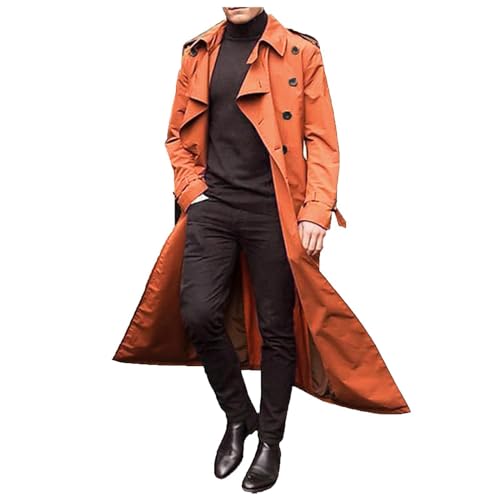 Trenchcoat Herren Lang Schwarz - Mantel Herren Wolle Lang Wollmantel Slim Fit Wintermantel Business Freizeit Herren-Mäntel Stehkragen Übergangsmantel Große Größen Bequeme Herrenmantel Winter von Generisch