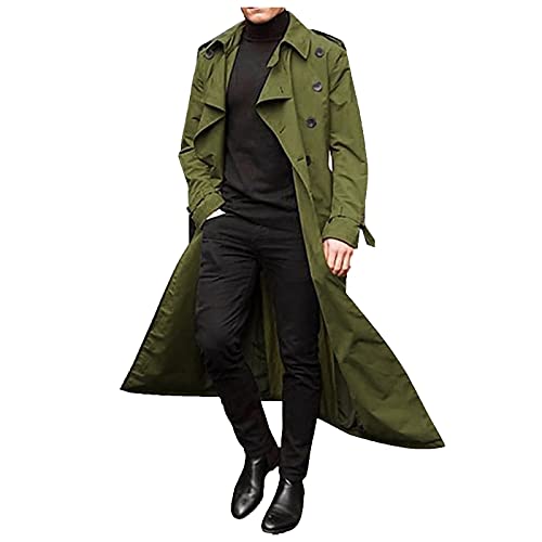 Trenchcoat Herren Lang Schwarz - Mantel Herren Wolle Lang Wollmantel Slim Fit Wintermantel Business Freizeit Herren-Mäntel Stehkragen Übergangsmantel Große Größen Bequeme Herrenmantel Winter von Generisch
