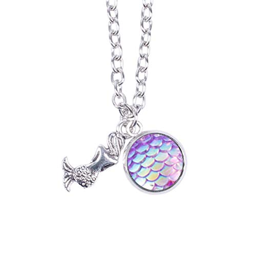 Trendige Fischschuppen-Halskette, Märchen, Zeit, Strass, Anhänger, Schlüsselbeinkette, Lila 02 Nice von Generisch