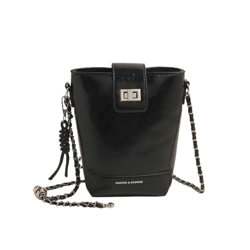 Trendige Leder-Umhängetasche, Regenbogen-gewebte Handytasche, modische Damen-Umhängetasche, Schwarz , 18.0*7.0*21.0 von Generisch