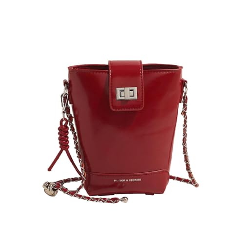 Trendige Leder-Umhängetasche, Regenbogen-gewebte Handytasche, modische Damen-Umhängetasche, rot, 18.0*7.0*21.0 von Generisch