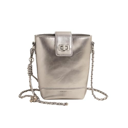 Trendige Leder-Umhängetasche, Regenbogen-gewebte Handytasche, modische Damen-Umhängetasche, silber, 18.0*7.0*21.0 von Generisch