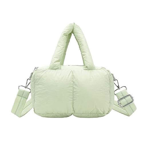Trendige Puffertasche für Damen mit abnehmbarem Riemen, einfacher, kurzer Griff, Handtaschen, weiche Daunen, gepolsterte Schultertasche für Damen, tägliches Einkaufen, grün, 11*8.27*3.15in von Generisch