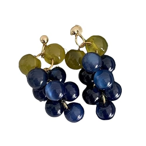 Trendy, Süße, Dunkelblaue, Perlenbesetzte Trauben Ohrhänger für Frauen und Mädchen, Bunte Perlen, Lange Quaste, Statement Ohrstecker, Boho Schmuck, Geschenke für Sommerpartys von Generisch