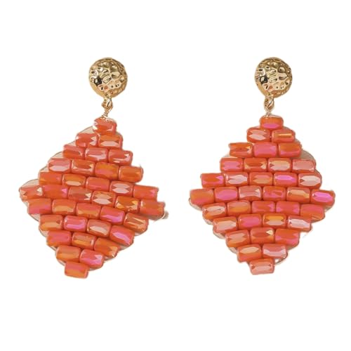 Trendy, Süße, Rhombische Quasten Ohrringe mit Perlen, Boho Ohrstecker mit Bunten Perlen, Goldene Ohrstecker für Frauen, Handgefertigt, Geflochten, Retro, Bohemian Schmuck, Festival Accessoires, O Trendy, Süße, Rhombische Quasten Ohrringe mit Perlen, Boho Ohrstecker mit Bunten Perlen, Goldene Ohrstecker für Frauen, Handgefertigt, Geflochten, Retro, Bohemian Schmuck, Festival Accessoires, O von Generisch