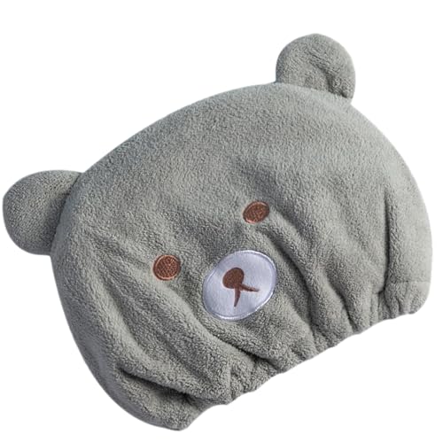 Trockenes Haar Hut - Wischturban Handtuch | Handtuch Cartoon Hut für nasses Haar | Weicher Cartoon Bär Design Haartrocknung Hut | Elastischer Duschhut Schnell Trocknendes Handtuch Einstellbar von Generisch