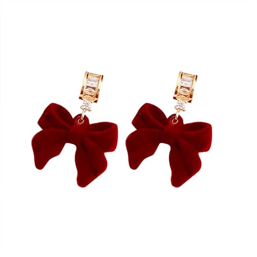 Tropfen Für Frauen im europäischen amerikanischen Stil, vielseitige Weihnachtsdekoration, Schleife, Weihnachtsblumen-Ohrringe für Frauen, glänzende dekorative Ohrringe Baumeln Anime (RD2, One Size) von Generisch