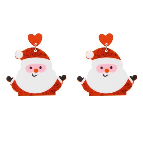 Tropfen Für Frauen süße Weihnachtsmann-Ohrringe, interessante Accessoires für Weihnachten, den Alltag, als Geschenk Ohrringe Weihnachten Acryl Weinglas (B, 4. 1x4. 1cm) von Generisch